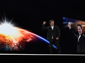 Actor Robert Downey Jr. addresses the audience during the Amazon Re:MARS conference on robotics and artificial intelligence at the Aria Hotel in Las Vegas, Nevada on June 4, 2019.