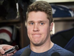 Toronto Maple Leaf Jake Gardiner talks to media at a year end availability in Toronto on Thursday April 25, 2019. Craig Robertson/Toronto Sun/Postmedia Network