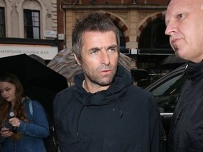Liam Gallagher seen arriving at Global studios for radio interviews.