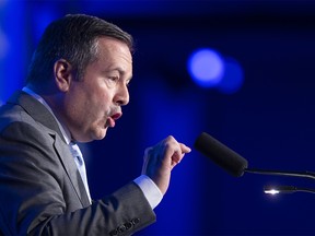 Jason Kenney, premier of Alberta, speaks during the International Economic Forum Of The Americas (IEFA) in Montreal, Quebec, Canada, on Wednesday June 12, 2019. The conference strives to foster exchanges of information, to promote free discussion on major current economic issues and facilitate meetings between world leaders to encourage international discourse by bringing together Heads of State, the private sector, international organisations and civil society. Photographer: Christinne Muschi/Bloomberg ORG XMIT: 775354186