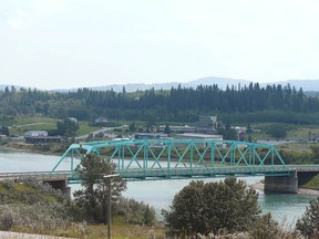 A view of Morley over the Bow River west of Calgary.