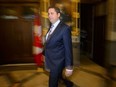 Conservative Leader Andrew Scheer makes his way to a media availability in the foyer of the House of Commons on Parliament Hill, in Ottawa on Monday, June 10, 2019.