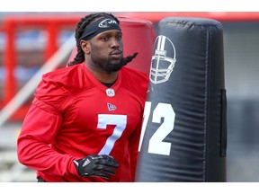 Calgary Stampeders defensive lineman Junior Turner during CFL training camp on Monday, May 20, 2019. Al Charest/Postmedia