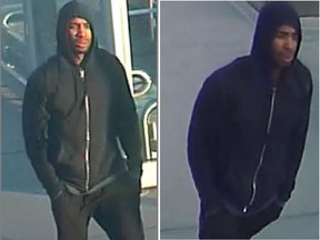 Calgary police released these images Thursday in connection with an investigation into an armed robbery at a convenience store.