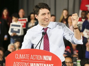 Prime Minister Trudeau speaks at a rally on climate change in Toronto on March 4, 2019.
