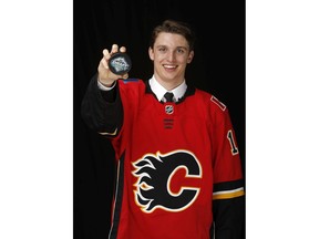 VANCOUVER, BRITISH COLUMBIA - JUNE 21: Jakob Pelletier poses for a portrait after being selected twenty-sixth overall by the Calgary Flames during the first round of the 2019 NHL Draft at Rogers Arena on June 21, 2019 in Vancouver, Canada.