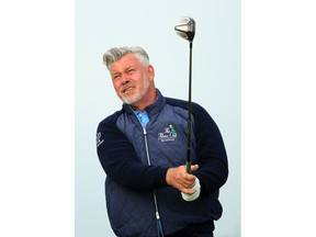 PORTRUSH, NORTHERN IRELAND - JULY 18: Darren Clarke of the Northern Ireland plays his shot from the fourth tee  during the first round of the 148th Open Championship held on the Dunluce Links at Royal Portrush Golf Club on July 18, 2019 in Portrush, United Kingdom.