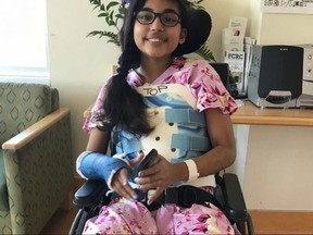 Mehak Minhas, 11, continues to recover from a deadly crash in Texas that killed three members of a Calgary family on Saturday, July 14, 2018. Supplied photo