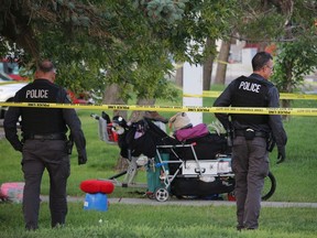 Calgary police investigate a serious assault in the 3500 block of 32nd Ave N.E. after a man was left in life-threatening condition on Thursday, July 18th 2019.