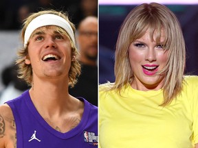 Justin Bieber and Taylor Swift. (Getty Images)