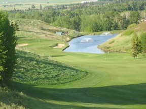 Hole 7 of Wes Gilbertson’s Awesome 18 — a skinny and scenic Par-5 at D’Arcy Ranch in Okotoks.