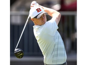 John Deering tees off at the Riley's Best Ball Championship at Canyon Meadows Golf and Country Club in Calgary on Sunday, July 28, 2019. Jim Wells/Postmedia