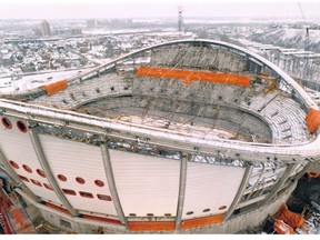 Saddledome construction without the roof. Courtesy GEC Architecture