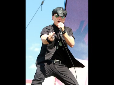 Hugh Dillon, lead singer of the band 'The Headstones', performs to a sold out crowd at the 2019 Stampede Roundup featuring Blondie and Billy Idol, at Shaw Millennium Park Wednesday, July 10, 2019. Dean Pilling/Postmedia