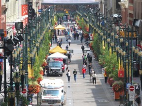 A porton of the 200 blk of Stephen Avenue Mall (8 Ave SW) in downtown Calgary on Wednesday, July 25, 2018.