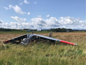 Two people were seriously injured in a plane crash southwest of Calgary on Saturday.
