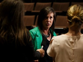 Edmonton Public Schools board chair Trisha Estabrooks (second from left) calls for Education Minister Adriana LaGrange to reconsider a ban on seclusion rooms during a press conference in Edmonton, on Friday, Aug. 23, 2019. Photo by Ian Kucerak/Postmedia