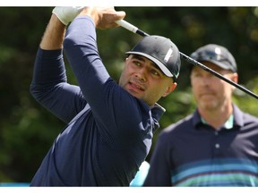 Calgary Flames captain Mark Giordano plays during the Shaw Charity Classic ProAm at Canyon Meadows Golf Club on Wednesday August 27, 2019.  Gavin Young/Postmedia