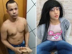 An inmate, Clauvino da Silva is pictured at the Bangu jail complex, Gericino, Rio De Janeiro, Brazil, Aug. 3, 2019, in these still images obtained from social media video by Reuters on Aug. 5, 2019.