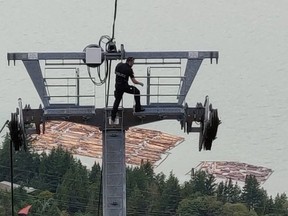 Sqaumish RCMP posted a picture of staff on the gondola with the caption, '#thisiswhatwedo to continue our investigation."