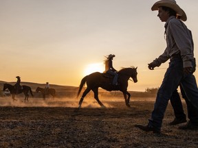 The sun goes down at the Writing-On-Stone Rodeo on Saturday, August 3, 2019.