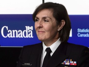 Commodore Rebecca Patterson attends a news conference to address the findings in the 2018 Statistics Canada Survey on Sexual Misconduct in the Canadian Armed Forces at National Defence Headquarters in Ottawa on Wednesday, May 22, 2019. The Canadian Armed Forces is claiming to have made progress in the fight against sexual misconduct in the ranks as a new statistical report from the military says there has been a steady decline in the number of complaints lodged with commanders over the past three years.THE CANADIAN PRESS/Sean Kilpatrick