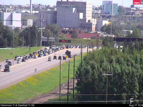 A section of northbound Deerfoot still closed after early morning collision sends one man to hospital in life-threatening condition.