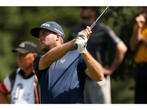 Winner Taylor Pendrith, Canada, plays during the fourth and final round of the 1932byBateman Open at the Edmonton Country Club on Sunday, Aug. 4, 2019. The tournament is a stop on the PGA Tour Canada's MacKenzie Tour. Photo by Ian Kucerak/Postmedia