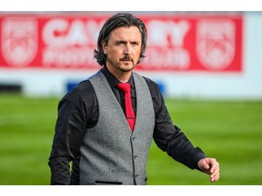 Aug 14, 2019; Calgary, Alberta, CAN; Cavalry FC head coach Tommy Wheeldon Jr. prior to the match against the Montreal Impact during the Canadian Championship Semi-final soccer match at Spruce Meadows. Mandatory Credit: Sergei Belski-USA TODAY Sports for CPL ORG XMIT: USATSI-406479