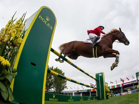 Beezie Madden riding Darry Lou during the Spruce Meadows Masters, part of the Rolex Grand Slam of Show Jumping at Spruce Meadows on September 8, 2019 in Calgary, Canada.