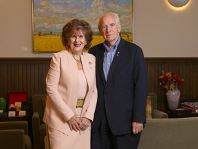 Alberta Lieutenant Governor Lois Mitchell (L) and husband Doug Mitchell pose at McDougall Centre in downtown Calgary on Wednesday, September 25, 2019. The pair founded the Global Business Forum which is celebrating it's 20th anniversary this year.