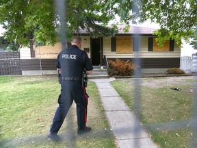 Calgary police and Alberta Sheriffs closed down a suspected drug house at 2000 Cottonwood Cres. S.E. on Tuesday, Sept. 17, 2019.