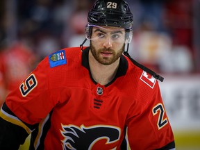 Calgary Flames Dillon Dube during the pre-game skate before facing the San Jose Sharks in NHL hockey at the Scotiabank Saddledome in Calgary on Monday, December 31, 2018. Al Charest/Postmedia