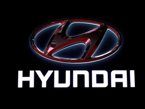 The logo of Hyundai Motor is pictured at the second media day for the Shanghai auto show in Shanghai, China April 17, 2019.