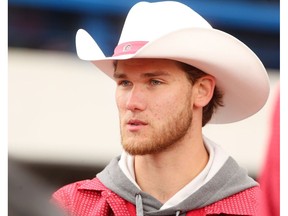 Calgary Flames forward Mark Jankowski is seen riding horseback during the 107th Calgary Stampede Parade along 9th Ave. SW. Friday, July 5, 2019. Brendan Miller/Postmedia