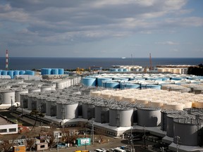 Storage tanks for radioactive water are seen at Tokyo Electric Power Co's (TEPCO) tsunami-crippled Fukushima Daiichi nuclear power plant in Okuma town, Fukushima prefecture, Japan Feb. 18, 2019. REUTERS/Issei Kato/File Photo