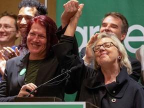 Green Party Leader Elizabeth May releases the party's platform in Toronto on Monday, Sept. 16, 2019.