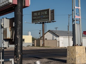 An electronic sign supporting the city after a mass shooting claimed the lives of seven people, on September 2, 2019 in Odessa, Texas. (Cengiz Yar/Getty Images)