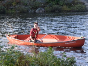 Leader of the Liberal Party of Canada Justin Trudeau paddles a canoe at the Lake Laurentian Conservation Area in Sudbury, Ontario on Thursday Sept. 26, 2019.