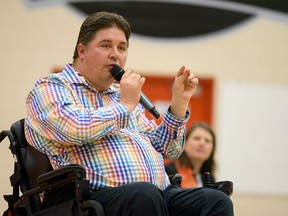 Liberal candidate Kent Hehr speaks at the Western Canada High School and Central Memorial High School all-candidate forum for the Calgary-Centre riding on Wednesday, October 2, 2019. Grade 12 Social Studies students have invited candidates to participate in the forum. Azin Ghaffari/Postmedia Calgary