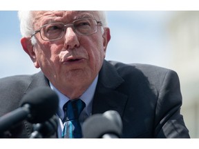 In this file photo taken on June 24, 2019 US Senator Bernie Sanders, Independent of Vermont, speaks during a press conference to introduce college affordability legislation outside the US Capitol in Washington, DC.