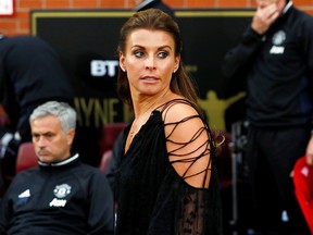 Coleen Rooney, wife of former Manchester United star Wayne Rooney, attends a testimonial match for her husband at Old Trafford stadium, August 3, 2016. (Action Images via Reuters / Jason Cairnduff Livepic)