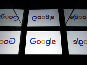 This file picture shows the Google logo displayed on a tablet in Paris on February 18, 2019. (LIONEL BONAVENTURE/AFP via Getty Images)