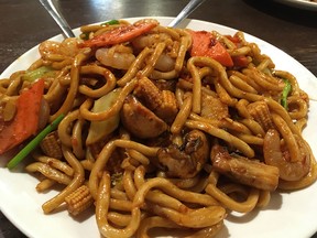 Szechuan fried noodles from Snow Palace Restaurant.