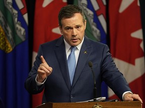 Alberta Premier Jason Kenney comments at the Alberta Legislature on October 22, 2019. The Liberal Party of Canada won the federal election on October 21, 2019 and were elected to form a minority government under Justin Trudeau. (PHOTO BY LARRY WONG/POSTMEDIA)