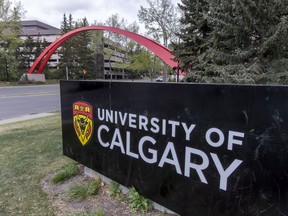 Arches stand at the main entrance to the University of Calgary.