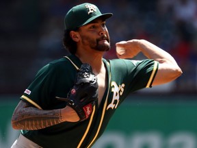 Pitcher Sean Manaea of the Oakland Athletics.  (RONALD MARTINEZ/Getty Images)