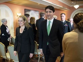 Prime Minister Justin Trudeau and with Gov. Gen. Julie Payette leave following a cabinet shuffle at Rideau Hall in Ottawa on Friday, March 1, 2019.