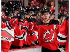 Devils forward Taylor Hall is on a six-game point streak. File photo by Elsa/Getty Images..