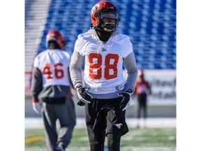 Calgary Stampeders Kamar Jorden during practice at McMahon Stadium on Wednesday, November 6, 2019. Azin Ghaffari/Postmedia Calgary